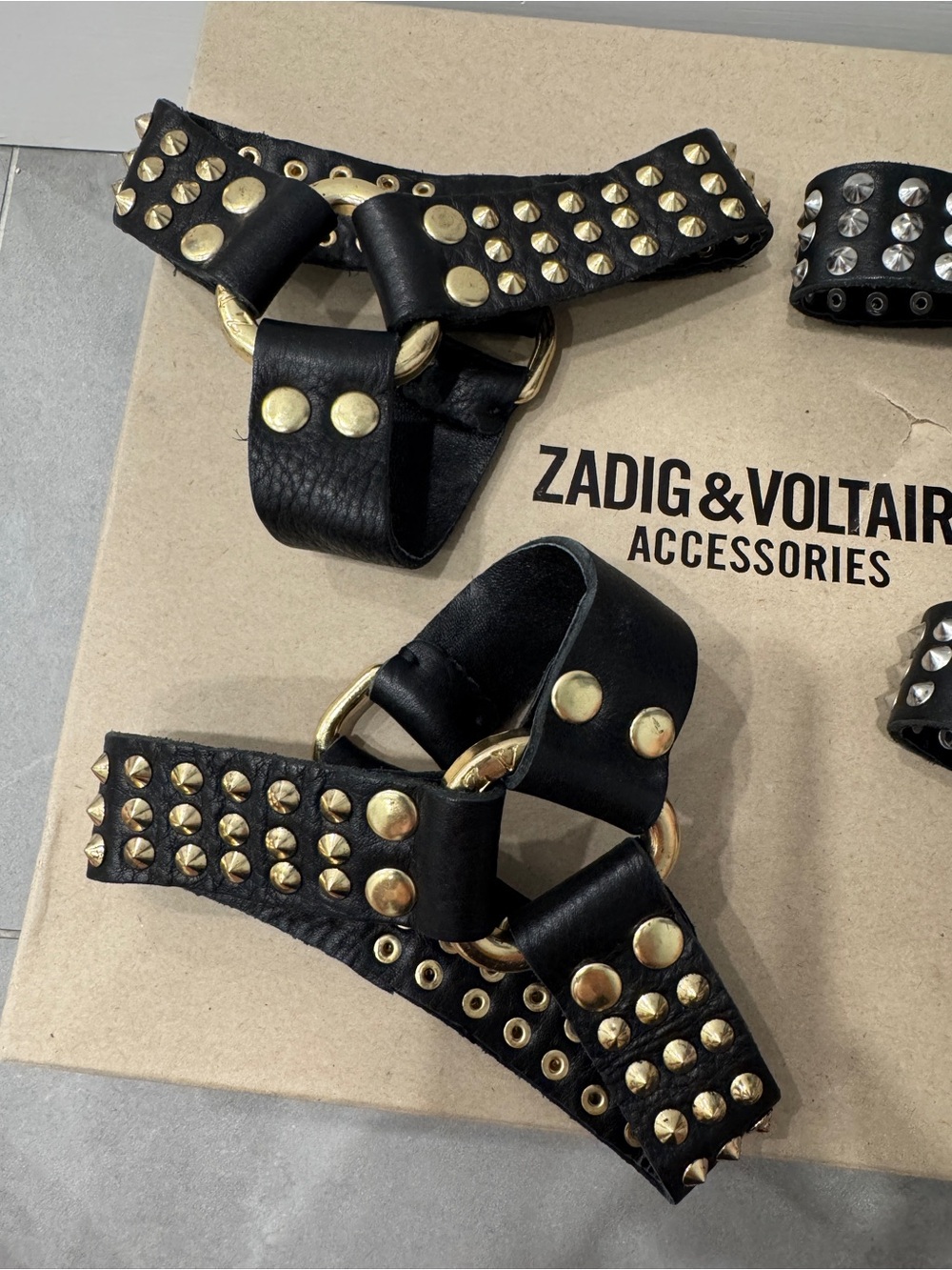 Zadig & Voltaire Black Studded boots Gold & Silver Hardware Accessory - Picture 2 of 5